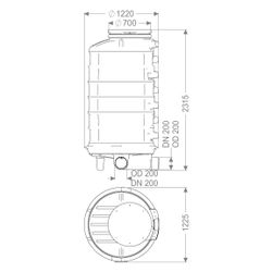 Kessel Standardschacht GT LW1000, 2.070mm, DN 200, 90 Grad rechts... KESSEL-882070 4026092024409 (Abb. 1)