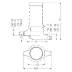 Kessel Probenahmeschacht für LW 400, DN 100/150, Klasse A, 400-1.300mm, 916880A... KESSEL-916880A  (Abb. 1)