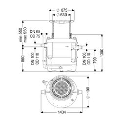 Kessel Fettabscheider EasyClean ground NS 2 Direct, 550-950mm, Klasse A/B, links... KESSEL-93002.80B-DL 4026092095072 (Abb. 1)