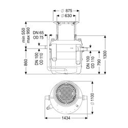 Kessel Fettabscheider EasyClean ground NS 2 Direct, 550-950mm, Klasse D, rechts... KESSEL-93002.80D-DR 4026092095041 (Abb. 1)