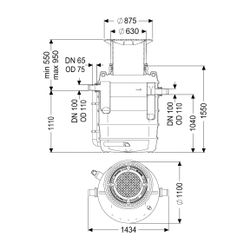 Kessel Fettabscheider EasyClean ground NS 4 Direct, 550-950mm, Klasse A/B, links... KESSEL-93004.80B-DL 4026092094990 (Abb. 1)