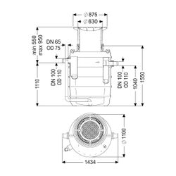 Kessel Fettabscheider EasyClean ground NS 4 Direct, 550-950mm, Klasse A/B, rechts... KESSEL-93004.80B-DR 4026092094983 (Abb. 1)