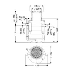 Kessel Fettabscheider EasyClean ground NS 4 Direct, 550-950mm, Klasse D, links... KESSEL-93004.80D-DL 4026092094877 (Abb. 1)
