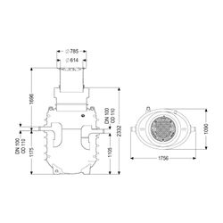 Kessel Fettabscheider EasyClean ground NS 4 Direct, 1.190-1.740mm, Klasse D, link... KESSEL-95040-170D-DL 4026092101216 (Abb. 1)