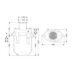 Kessel Fettabscheider EasyClean ground NS 7 Direct, 925-1.215mm, Klasse D, links... KESSEL-95070-120D-DL 4026092101063 (Abb. 1)