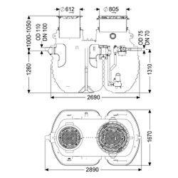 Kessel Fettabscheider EasyClean ground Multi Direct-L, NS 4, 830-1.050mm, Kunstst... KESSEL-96004-DL-120D 4026092109984 (Abb. 1)