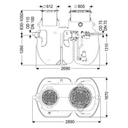 Kessel Fettabscheider EasyClean ground Multi Direct-R, NS 4, 830-1.050mm, Gusseis... KESSEL-96004-DR-120B 4026092109809 (Abb. 1)