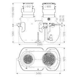 Kessel Fettabscheider EasyClean ground Multi Direct-R, NS 4, 1.130-1.600mm, PE, S... KESSEL-96004-DR-170B 4026092109830 (Abb. 1)