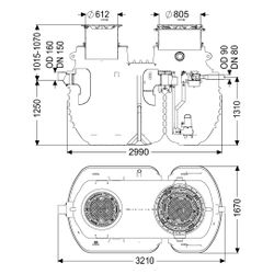 Kessel Fettabscheider EasyClean ground Multi Direct-L, NS 7, 845-1.070mm, D 400, ... KESSEL-96007-DL-120D 4026092109991 (Abb. 1)