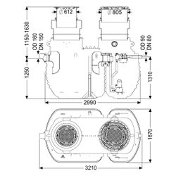 Kessel Fettabscheider EasyClean ground Multi Direct-L, NS 7, 1.150-1.630mm, Gusse... KESSEL-96007-DL-170B 4026092109960 (Abb. 1)