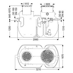 Kessel Fettabscheider EasyClean ground Multi Direct-R, NS 7, 845-1.070mm, PE, Sch... KESSEL-96007-DR-120B 4026092109816 (Abb. 1)