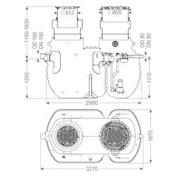 Kessel Fettabscheider EasyClean ground Multi Direct-R, NS 7, 1.150-1.630mm, B 125... KESSEL-96007-DR-170B 4026092109847 (Abb. 1)