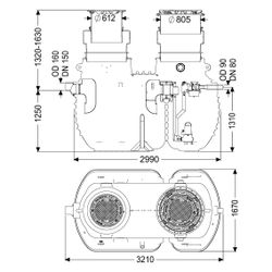 Kessel Fettabscheider EasyClean ground Multi Direct-R, NS 7, 1.150-1.630mm, D 400... KESSEL-96007-DR-170D 4026092109908 (Abb. 1)
