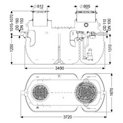 Kessel Fettabscheider EasyClean ground Multi Direct-L, NS 10, D 400, 845-1.070mm,... KESSEL-96010-DL-120D 4026092110003 (Abb. 1)