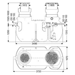 Kessel Fettabscheider EasyClean ground Multi Direct-L, NS 10, 1.150-1.630mm, D 40... KESSEL-96010-DL-170D 4026092110041 (Abb. 1)
