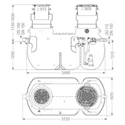 Kessel Fettabscheider EasyClean ground Multi Direct-R, NS 10, 1.150-1.630mm, PE, ... KESSEL-96010-DR-170B 4026092109854 (Abb. 1)