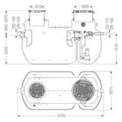 Kessel Fettabscheider EasyClean ground Multi, NS 10, 845-1.070mm, Kunststoff, Schw... KESSEL-96010-G-120B 4026092109700 (Abb. 1)