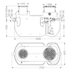 Kessel Fettabscheider EasyClean ground Multi, NS 10, 845-1.070mm, DN 150, Gusseise... KESSEL-96010-G-120D 4026092109762 (Abb. 1)