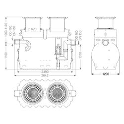 Kessel Öl- und Benzinabscheider EasyOil NS 3, 1800L, Belastungsklasse D 400, PE, Schw... KESSEL-99403.10D 4026092027219 (Abb. 1)