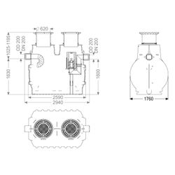 Kessel Koaleszenzabscheider EasyOil ground, NS 10, 4.300L, Belastungsklasse D 400, PE... KESSEL-99710.30D 4026092027707 (Abb. 1)