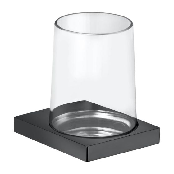 Keuco Edition 11 Glashalter, Echtkristall-Glas, mit Befestigungsset, Schwarzchrom gebürstet, 11150139000