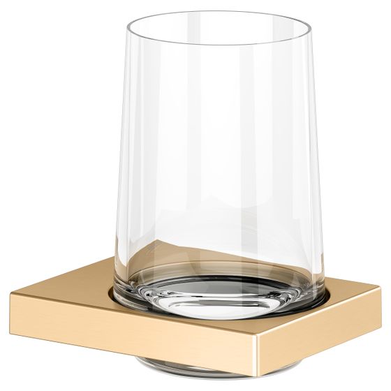Keuco Edition 11 Glashalter, Echtkristall-Glas, mit Befestigungsset, Messing gebürstet, 11150259000