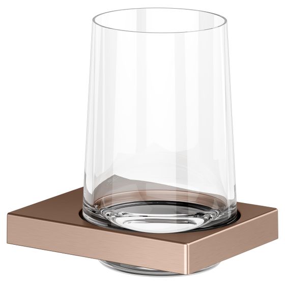 Keuco Edition 11 Glashalter, Echtkristall-Glas, mit Befestigungsset, Rotgold gebürstet, 11150299000