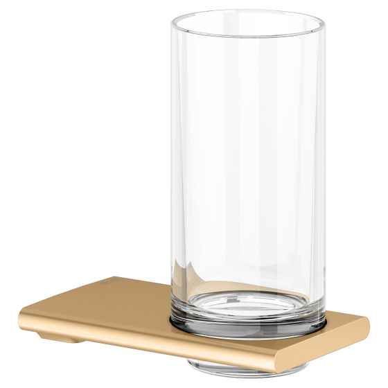 Keuco Edition 400 Glashalter, Echtkristall-Glas, Messing gebürstet, 11550259000