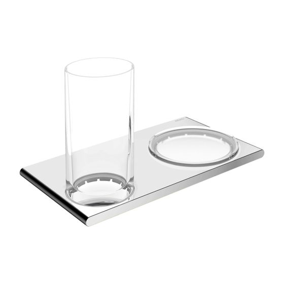 KEUCO Doppelhalter Edition 400 11556, Glas/ Seifenschale, schwarzchrom gebürstet