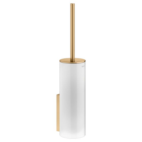 Keuco Edition 400 Toilettenbürstengarnitur komplett, mit Deckel und Befestigungsset, Messing gebürstet, 11564259000