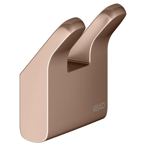 Keuco Collection Moll Handtuchhaken doppelt, mit Befestigungsset, Rotgold gebürstet, 12713290000