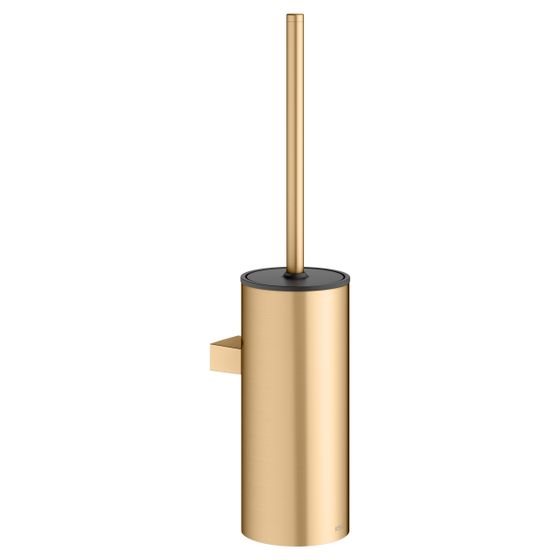 Keuco Collection Moll Toilettenbürstengarnitur mit Deckel, Wandmodell, mit Befestigungsset, Messing gebürstet/Anthrazit