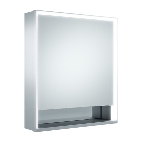 KEUCO Spiegelschrank Royal Lumos 14301, l., ohne Ablagef, Vorbau, silber-eloxiert, 650x735x165mm