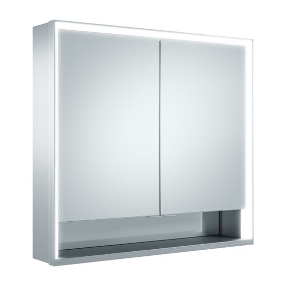 KEUCO Spiegelschrank Royal Lumos 14302, mit Ablagef., Vorbau, silber-eloxiert, 800x735x165mm, DALI