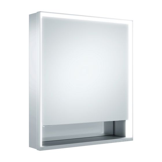 Keuco Royal Lumos Spiegelschrank Wandvorbau 1-türig kurze Tür, Anschlag rechts 650x735x130mm, Silber eloxiert, 14321171101