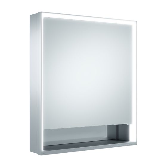 Keuco Royal Lumos Spiegelschrank Wandvorbau 1-türig kurze Tür, Anschlag links 650x735x130mm, Silber eloxiert, 14321171201