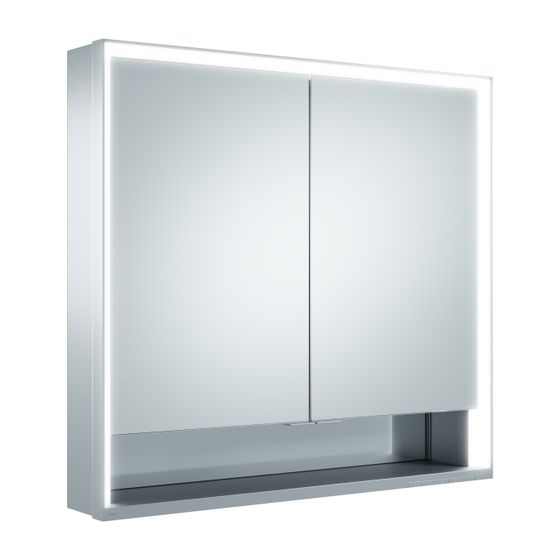 Keuco Royal Lumos Spiegelschrank Wandvorbau 2-türig kurze Tür, 800x735x130mm, Silber eloxiert, 14322171301