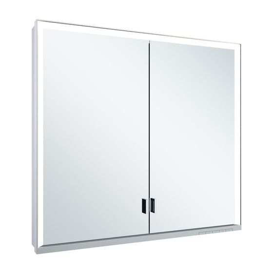 Keuco Royal Lumos Spiegelschrank Wandvorbau 2-türig lange Tür, 800x735x130mm, Silber eloxiert, 14322172301