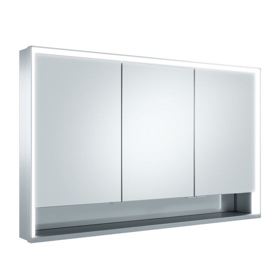 Keuco Royal Lumos Spiegelschrank Wandvorbau 3-türig kurze Tür, mit Spiegelheizung 1200x735x130mm, Silber eloxiert, 14325171304