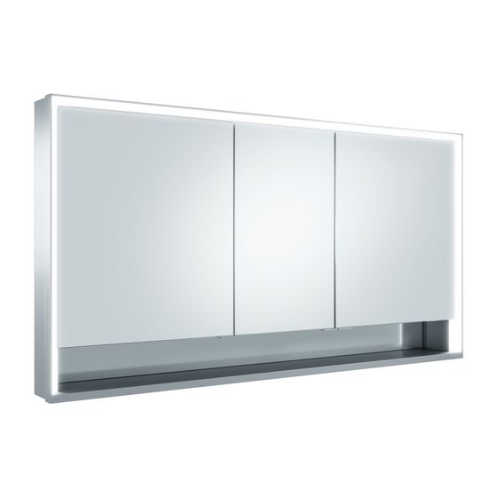 Keuco Royal Lumos Spiegelschrank Wandvorbau 3-türig kurze Tür, mit Spiegelheizung 1400x735x130mm, Silber eloxiert, 14326171304