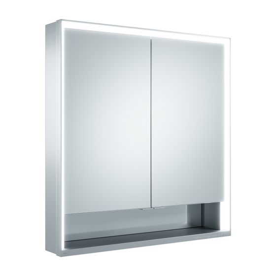 Keuco Royal Lumos Spiegelschrank Wandvorbau 2-türig kurze Tür, 700x735x130mm, Silber eloxiert, 14327171301