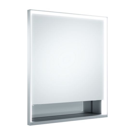 Keuco Royal Lumos Spiegelschrank Wandeinbau 1-türig kurze Tür, Anschlag links, Spiegelheizung, 650x735x130mm, Silber eloxiert