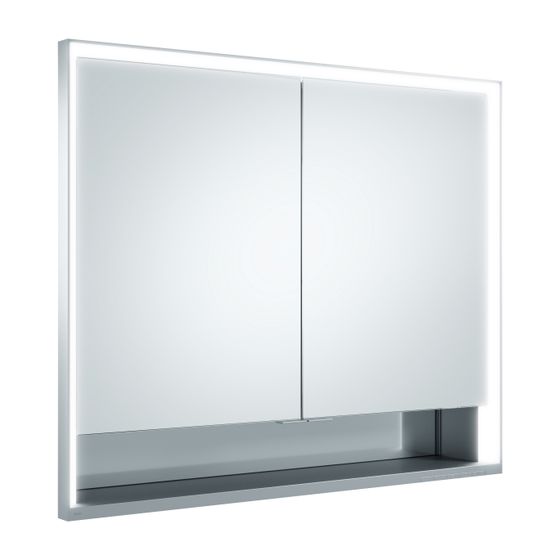 Keuco Royal Lumos Spiegelschrank Wandeinbau 2-türig kurze Tür, 900x735x130mm, Silber eloxiert, 14333171301