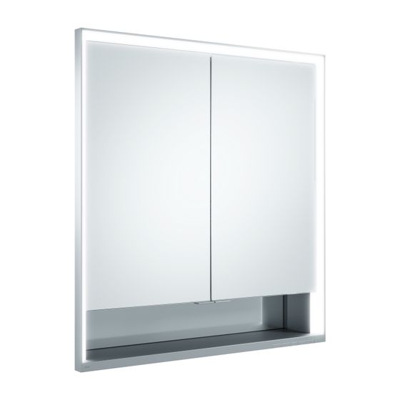 Keuco Royal Lumos Spiegelschrank Wandeinbau 2-türig kurze Tür, mit Spiegelheizung, 700x735x130mm, Silber eloxiert