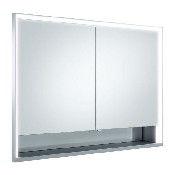 Keuco Royal Lumos Spiegelschrank Wandeinbau 2-türig kurze Tür, mit Spiegelheizung, 1050x735x130mm, Silber eloxiert