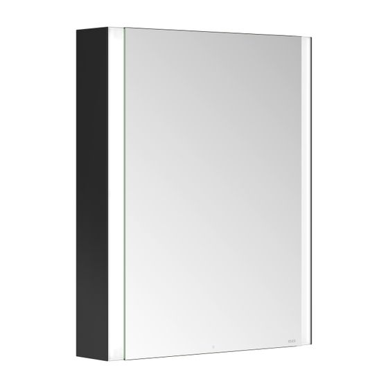 Keuco Somaris Spiegelschrank Wandvorbau 1-türig, Anschlag links, mit 1 Steckdose, 600x710x128mm, Schwarz matt