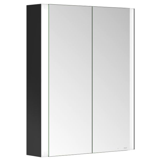 Keuco Somaris Spiegelschrank Wandvorbau 2-türig, mit 1 Steckdose, 600x710x128mm, Schwarz matt