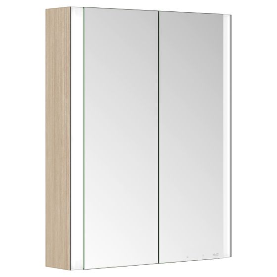 Keuco Somaris Spiegelschrank Wandvorbau 2-türig, mit Spiegelheizung und 1 Steckdose, 600x710x128mm, Eiche hell Dekor