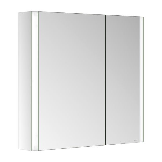 Keuco Somaris Spiegelschrank Wandvorbau 2-türig asymmetrisch, mit Heizung und 1 Steckdose, 800x710x128mm, Verspiegelt