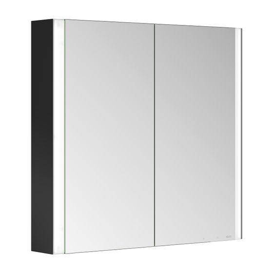 Keuco Somaris Spiegelschrank Wandvorbau 2-türig, mit Spiegelheizung und 1 Steckdose, 800x710x128mm, Schwarz matt